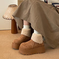 Thick sole heightened snow boots women's 2025new arrivalwinterfleece-linedheattech furry short bootsfashion ugly cute big toe cotton shoes