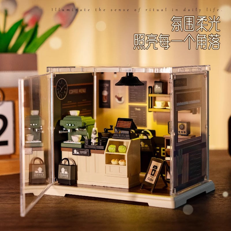 Diy bedroom milk tea shop kitchen building blocks - 3d handmade architectural model combination house toy for girls