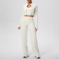 pure color brushed tight halter vest wide-leg long three-piece set sports running fitness yoga clothes suit
