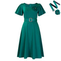 D568export women's clothing cross-border  summer women's new fashion square collar pure color high waist large skirt african dress