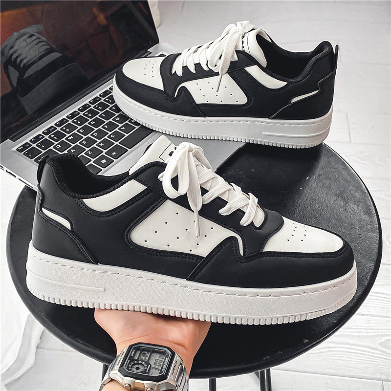 Men's spring white sneakers 2026: breathable, trendy korean style chunky sole sneakers - versatile student athletic casual shoes