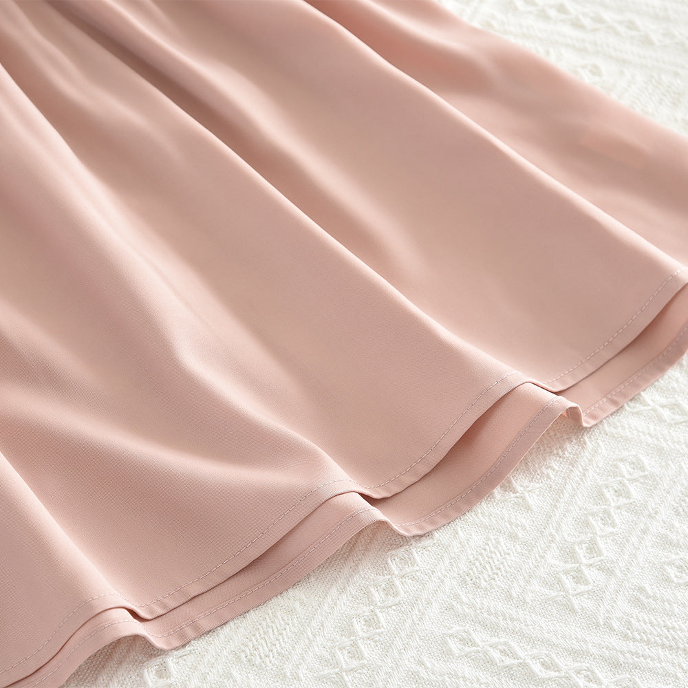 Autumgirldress cross-border foreign trade new arrivalsweet pink stereo flower suspender off-shoulder long sleevesdress