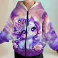 Kids' hoodie jacket, cross-border hot seller: cute cartoon print fashion zip-up hoodie for girls, dropshipping available