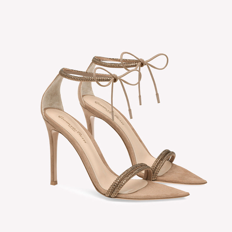 pointed rhinestone stiletto high heel sandals with straps and open toe high heels fashion style easiest for matchspringnew arrival