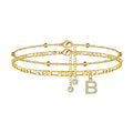 export hot-selling 26-letter anklet, zircon letter anklet, minimalist fashion seed bead cuban double-layer anklet