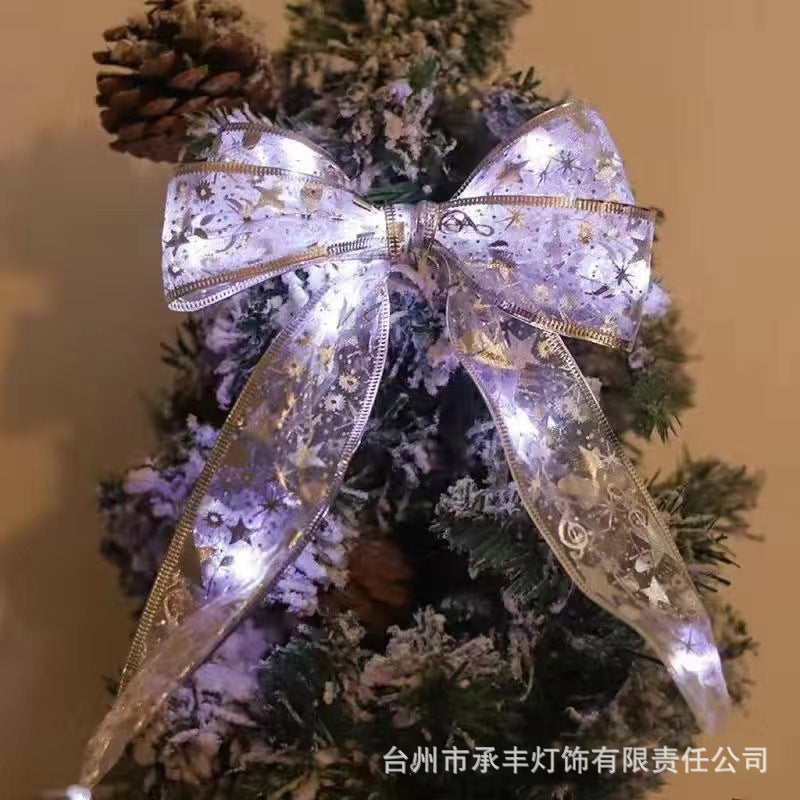 LED Christmas Ribbon Light String, Bouquet Gift Box Christmas Tree Decoration Satin Light Room Bedroom Gypsy Ambient Light