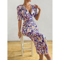 code new arrival  elegant women's original print dress - purple