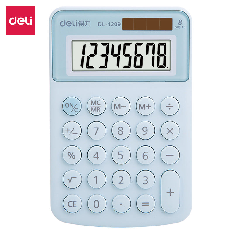 Deli 1209A Portable Calculator Student Small Mini Color Small 8-digit Office Solar Computer