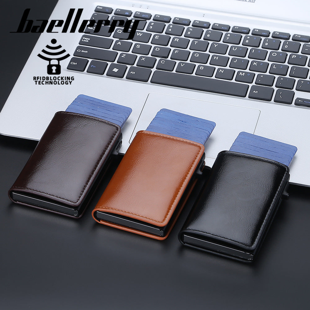 Baellerry's new men's card bag  RFID advanced sense anti-magnetic multi-card position aluminum box card holder anti-theft male