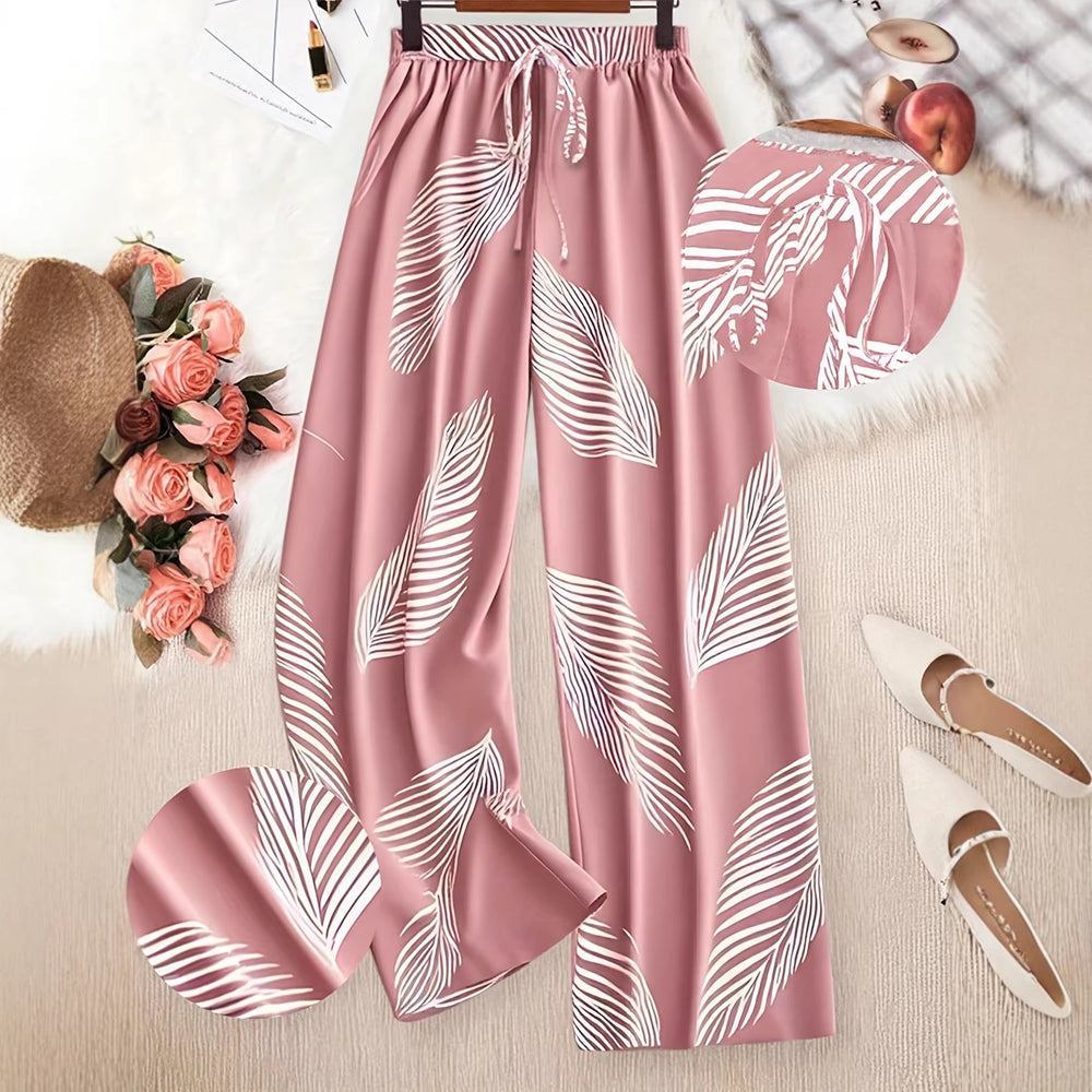 new european and american style women's summer casual pants - printed, loose-fit, high-waisted trousers for women