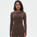European and american new seamless yoga wear tight-fitting long-sleeve t-shirt breathable sweat-wicking running training fitness top