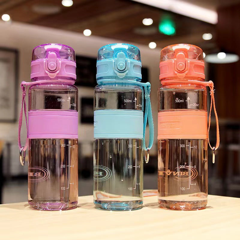 New heat-resistant bouncing cup - minimalist design for men and women, sports plastic cup, drop-proof with carry strap, high-value direct drink portable water bottle