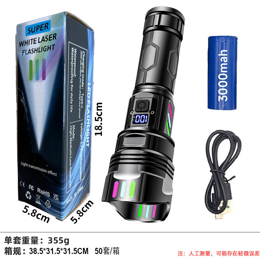 Cross-border new laser gun flashlight outdoor super bright long-distance telescopic portable white laser charging tactical flashlight