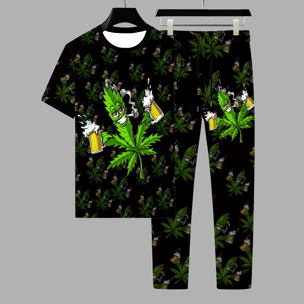Men's casual activewear set - cross-border hot seller in europe and the us (short sleeve)