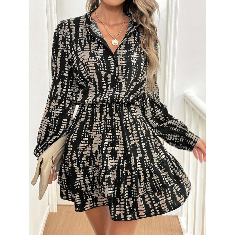 fashion  autumn new arrivalelegantv neck lantern sleeve ruffles long sleevesshortdress