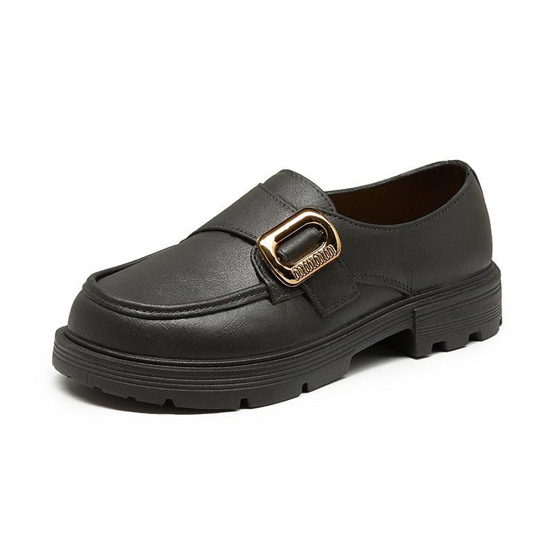 Loafers round toe retro women's toe cap pvc outwear slip-on fashion british style thick soleartsytrendy