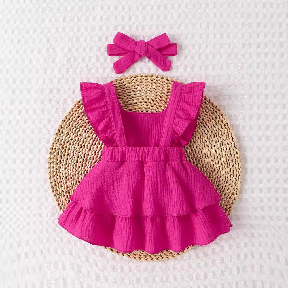 children's skirt two-piece headwear dresssuit baby dress dress cotton new arrival dress style vacation fashion
