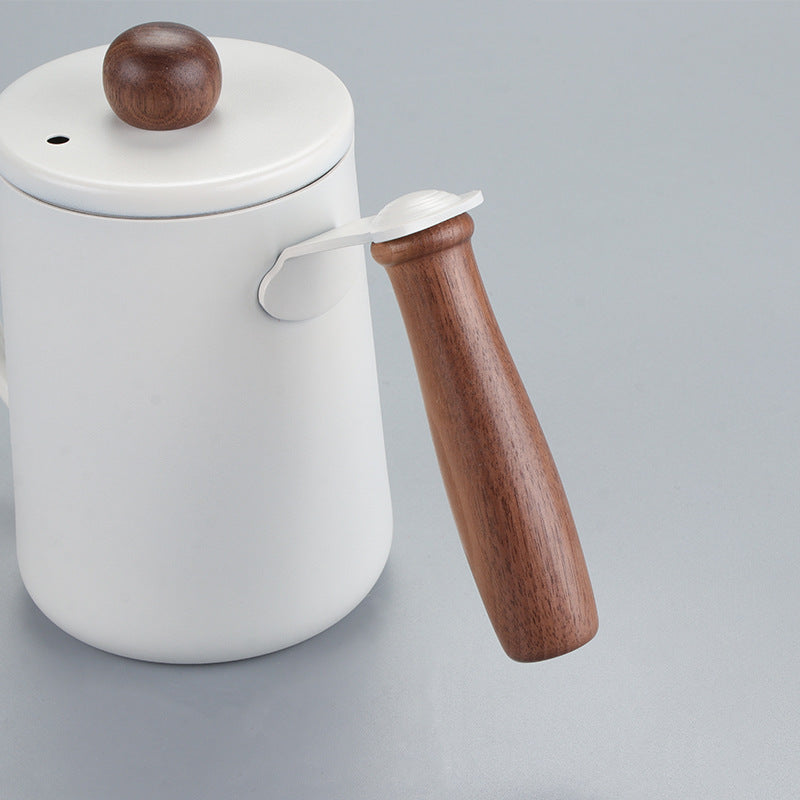 304 stainless steel hand brewing kettle walnut handle thin spout coffee pot outdoor hand brewed coffee utensils hanging ear drip kettle