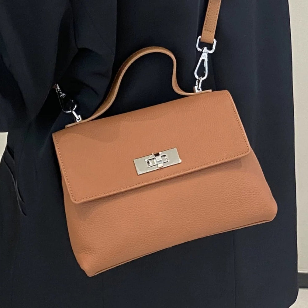 Genuine leather women's bag - new spring 2025 fashion: stylish crossbody, minimalist commuter bag, trendy korean style, real leather shoulder bag