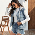 Ebay european and american cross-border women's summer  independent station new washed single-breasted denim vest vest trendy
