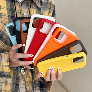 Leather pattern suitable for apple 16promax simple pure color mobile phone case iphone12/15 anti-fall tpu protective cover