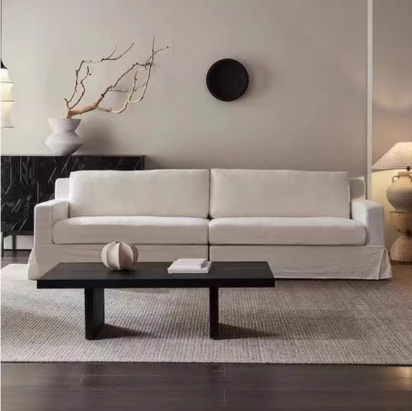 Wabi Sand Wind Living Room Straight Row Fabric Sofa B & B Hotel Model Room Linen Removable Small Apartment Furniture