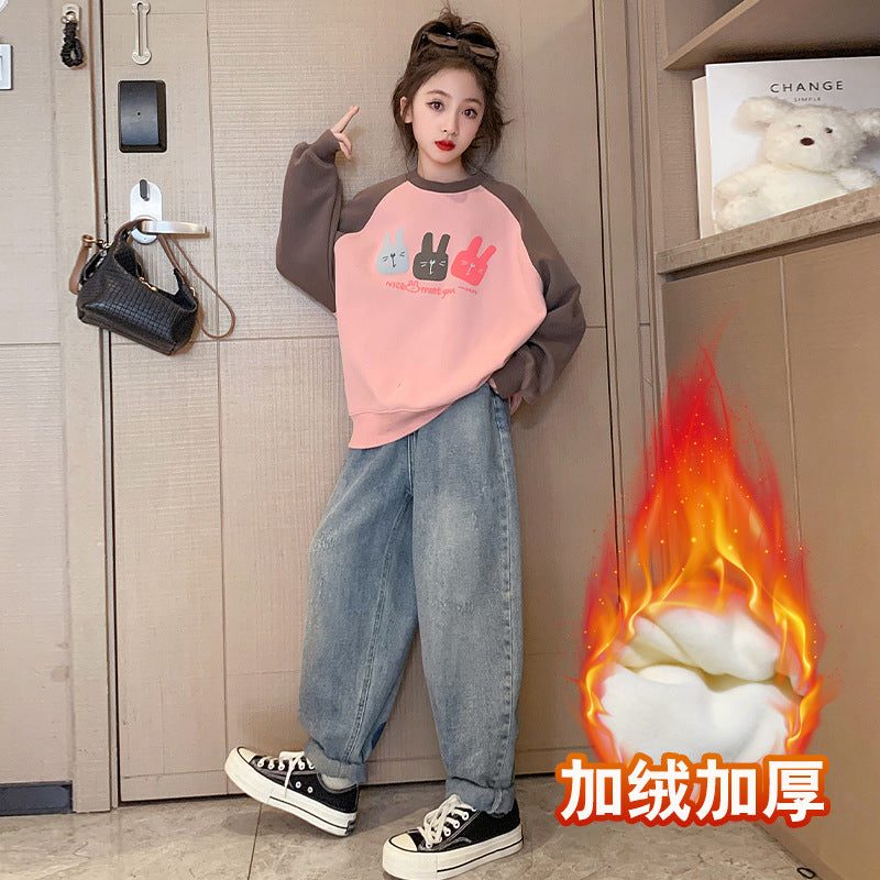 Girls' fall sweatshirt  new trendy girl casual long sleeve top spring/autumn big kids versatile top