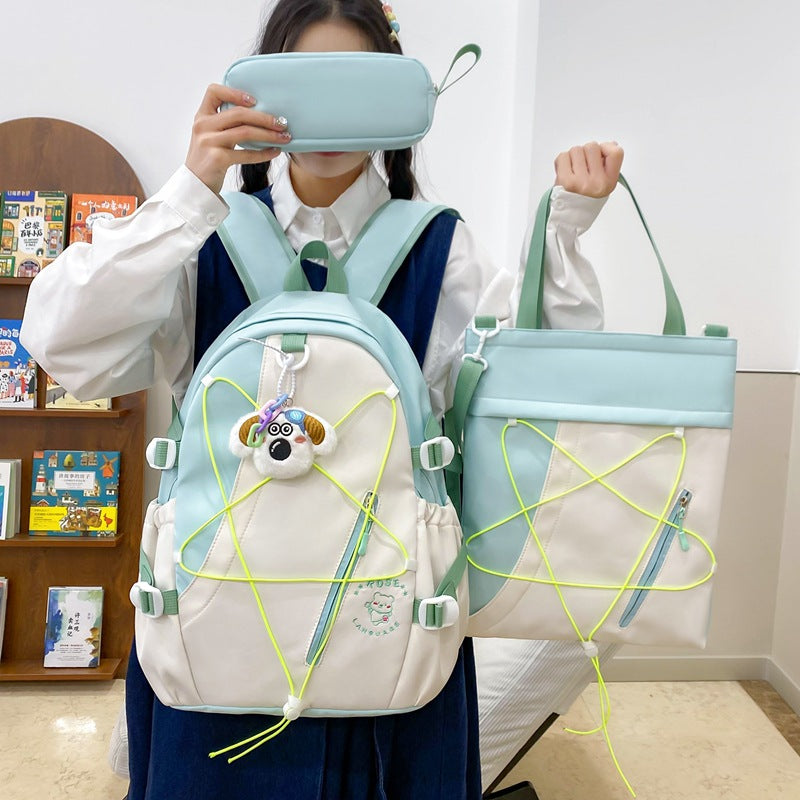 Primary and secondary school students schoolbag new color matching cute cartoon going out leisure backpack daily large capacity backpack