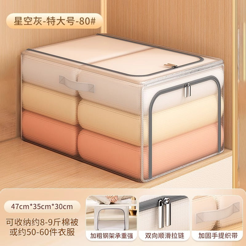 PVC transparent clothes storage box household clothes pants folding storage organizing box wardrobe storage layering artifact