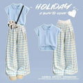 Girls' lightweight summer pants: stylish gradient color  ice silk wide-leg trousers for mid-to-large children's wear