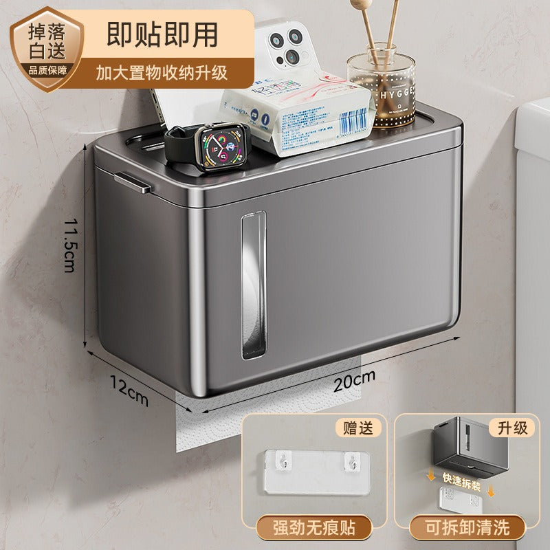 Blue vine bathroom tissue box, no punching light luxury shelf bathroom waterproof roll box wall toilet storage