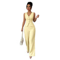 new women's cross-border elegance workwear v-neck button-down pants jumpsuit