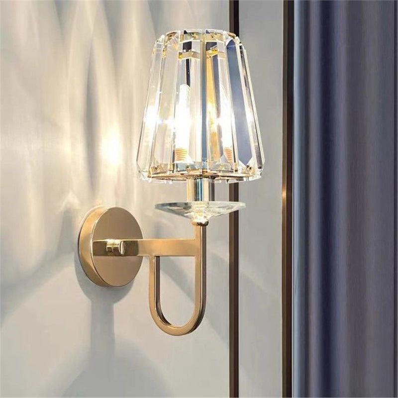 Postmodern light luxury crystal wall lamp - nordic style bedroom bedside lamp, living room background wall, hotel stairway aisle light