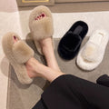 Fairy style furry slippers for women outwearnew arrivalfall and winterpopularfashioneasiest for matchplaid home casual one-line cotton slippers