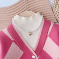 Girls' ribbed knit sweater dress set - new autumn/winter two-piece style: knitted cardigan and skirt set - cross-border children's wear