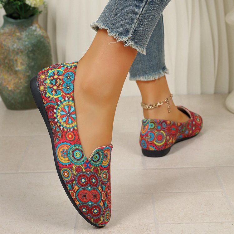 plus size spring and summer new arrival cloth retro breathable printingeasiest for matchelegant ethnic style wedge flats women's wholesale