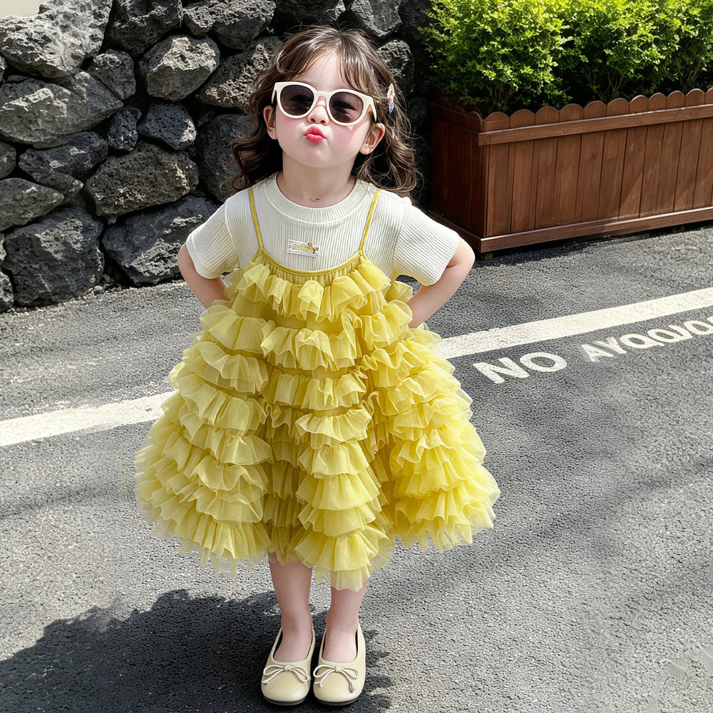 Girls'  dress - kids' sundress cake dress - baby birthday party chic girl princess dress - korean style long dress