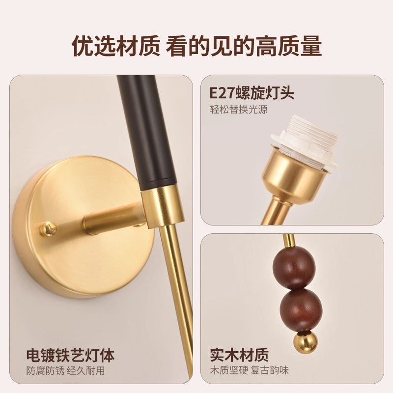 Wall lamp medieval wabi wind corridor aisle living room background wall lamp creative simple Nanyang bedroom bedside lamp 1