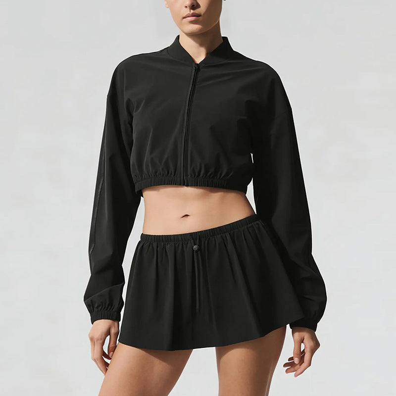 cool cloth sportswear casuallong sleevesfashion quick-drying tops short skirt zipper sun protection clothing breathable outwear summer