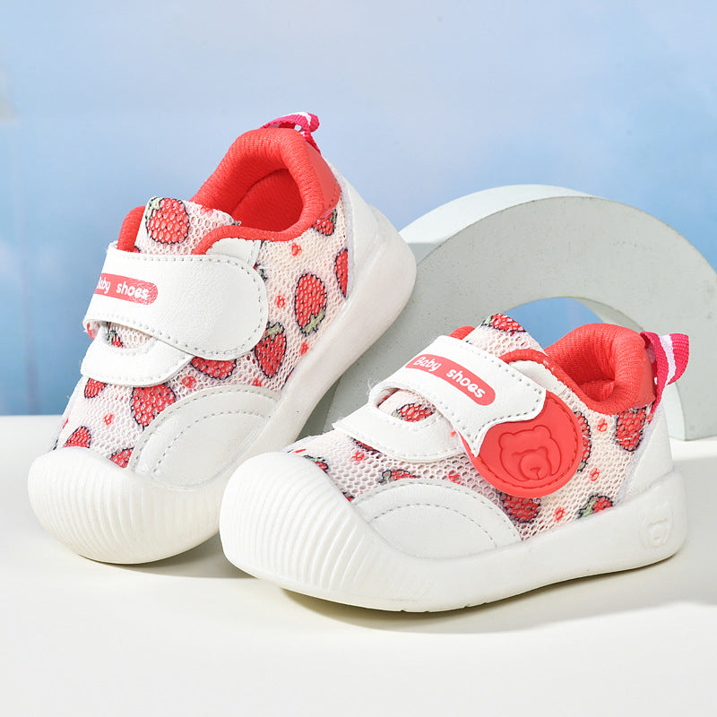 Baby sandals for girls, summer first walker shoes, 0-1-2 years old infant anti-slip soft sole mesh shoes for babies and toddlers, boys' shoes