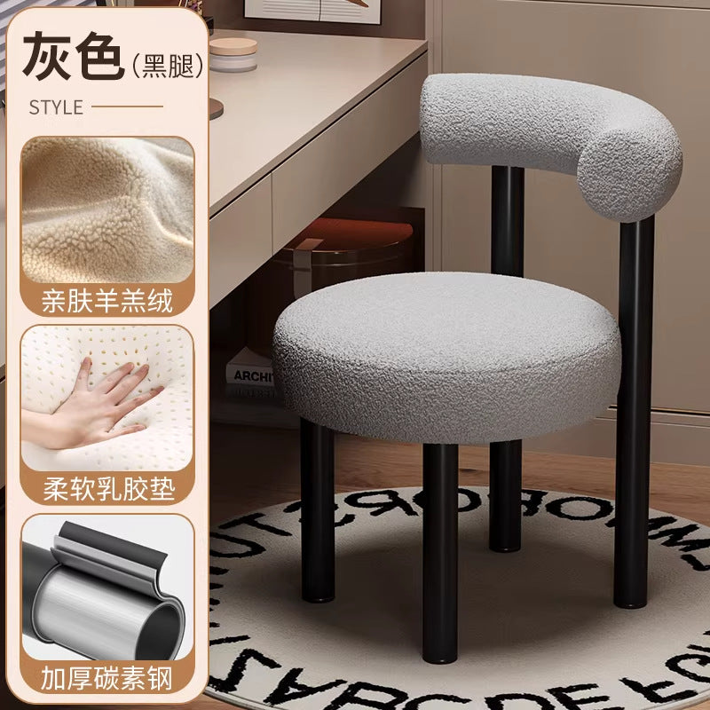 Italian normcore dining chair designer study stainless steel small fat chair fabric restaurant bar chair backrest classyaccessible luxury