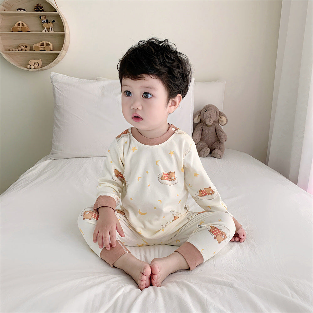 Kids' cotton thermal underwear set - boys' & girls' warm base layer for spring/autumn, baby & toddler pajamas