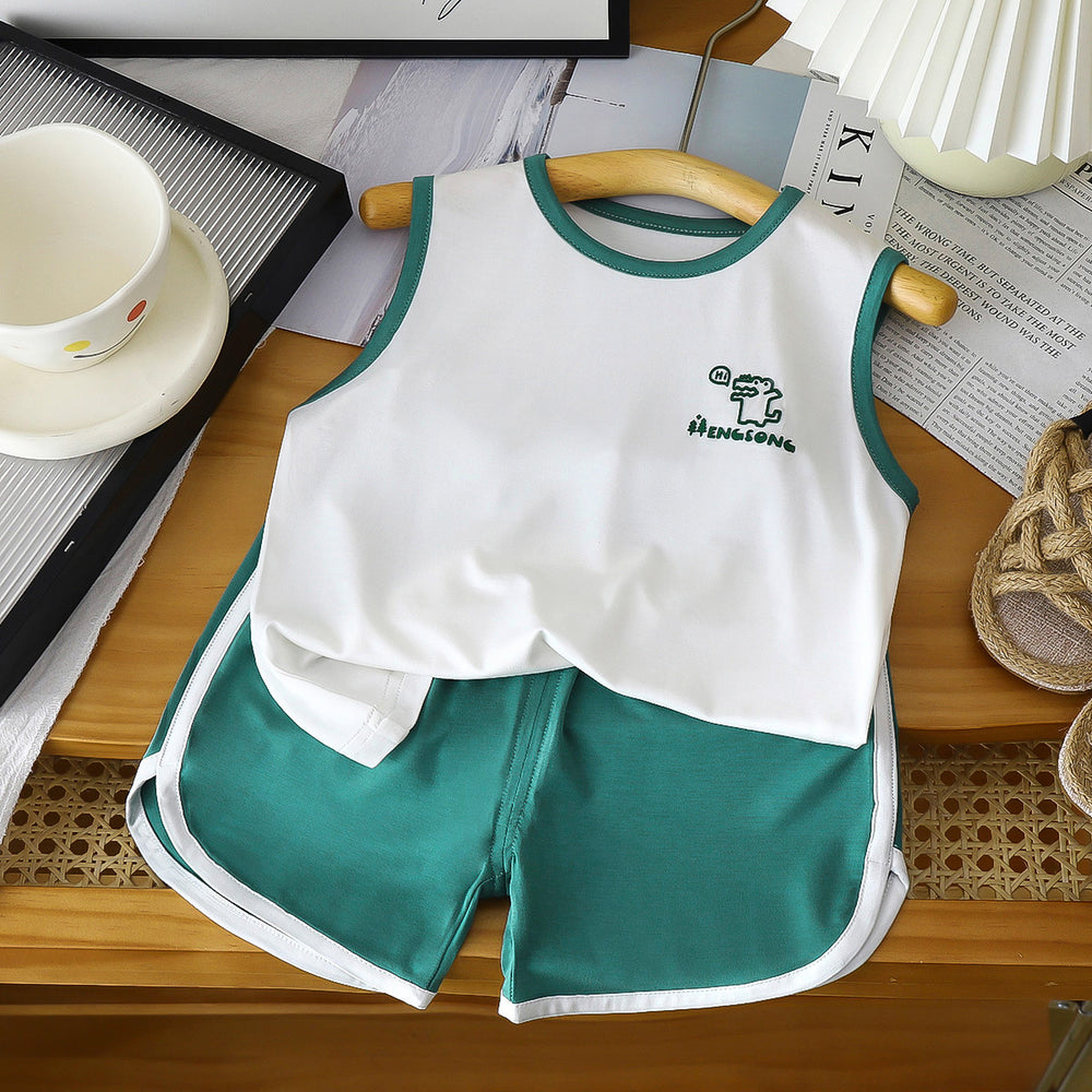 Kids' eucosy cool & comfortable tank top set - summer lightweight sleeveless shorts for boys & girls - baby sleepwear