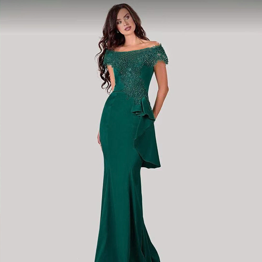 Aliexpress women's plus size long high-end party evening gown tiktok african plus size french dress
