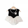 Newborn & infant baby girl summer outfit: adorable romper with princess cake skirt - fresh & sweet one-piece