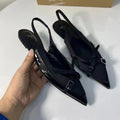 Za 2024 spring/summer new trf women's black patent leather criss-cross buckle flat mary jane pointed-toe mules
