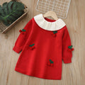 Girls' knit dress - new autumn/winter  collection - handmade floral knit dress for baby girls - sweet and stylish dress