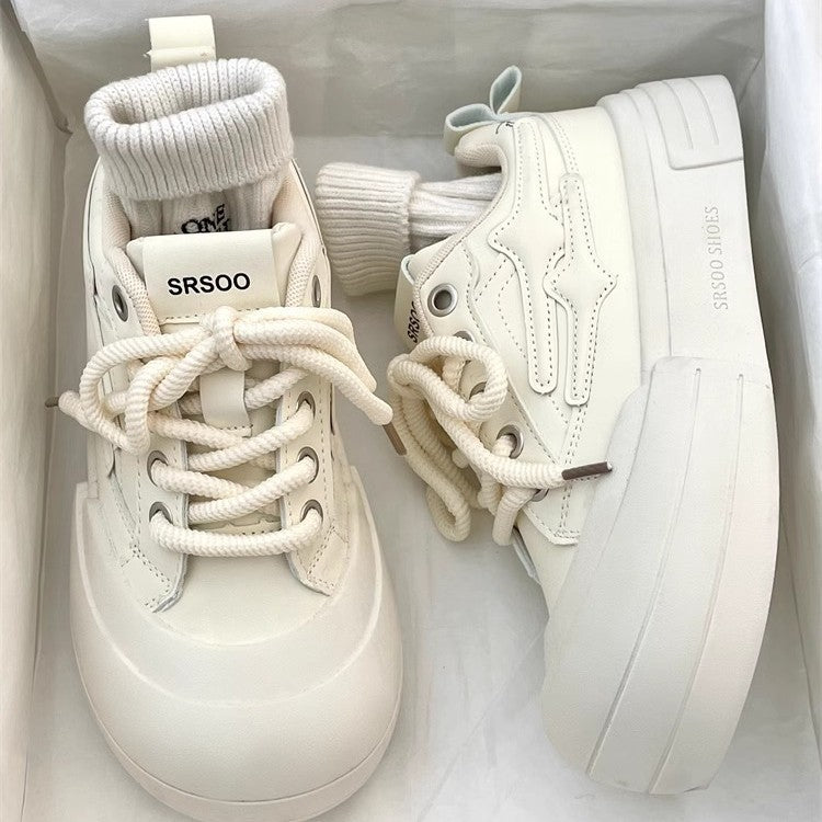 Best sellingthick sole shoes women 2026new arrivalfall and winterwhite shoes women's styleeasiest for matchcasual sneakersplatform shoes sports shoes