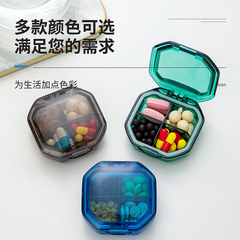 Medicine box divided into compartments Portable with lid sealed mini medicine box Plastic food grade medicine storage box Transparent