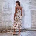 spring/summer new arrival: cross-border women's strapless dress with ruffle hem and sexy, elegant floral print